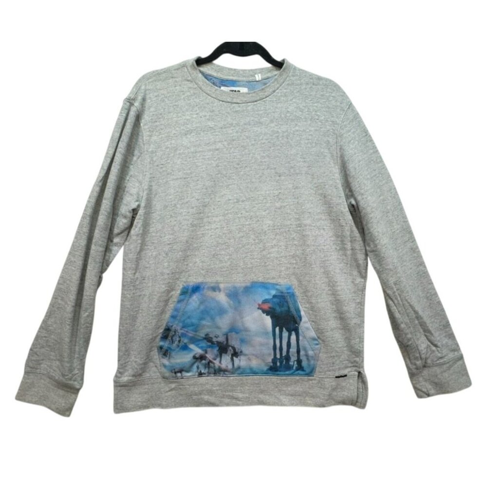 Star Wars X On The Byas Gray Long Sleeve Crewneck Sweatshirt With Graphic Front